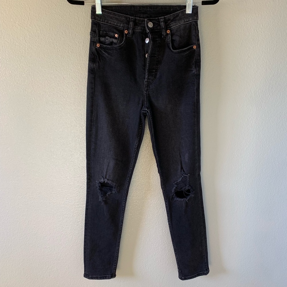 H&M Black Ripped High Rise Jeans Size 25